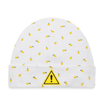 Warn-Dreieck-Warnsymbol - Baby Premium Organic Mütze - Weiß/Zitronengelb - Vorne