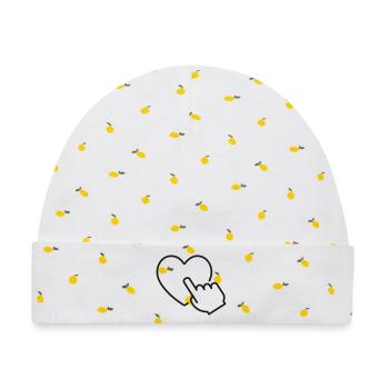 Herz-Symbol klicken - Baby Premium Organic Mütze - Weiß/Zitronengelb - Vorne