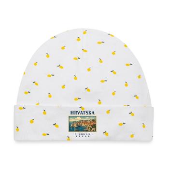 Kroatien Dubrovnik Vintage Reisemarke - Baby Premium Organic Mütze - Weiß/Zitronengelb - Vorne