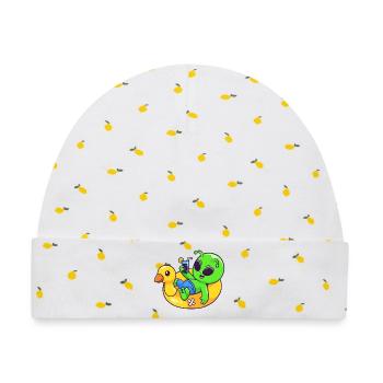 Alien Chill auf Pool-Float - Baby Premium Organic Mütze - Weiß/Zitronengelb - Vorne