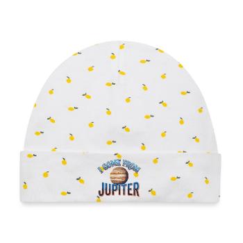 Ich komme von Jupiter - Baby Premium Organic Mütze - Weiß/Zitronengelb - Vorne