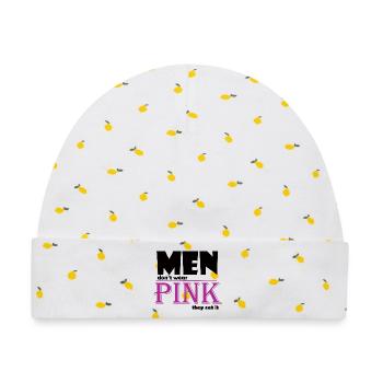 Pink Serif Logo Tee Art - Baby Premium Organic Mütze - Weiß/Zitronengelb - Vorne