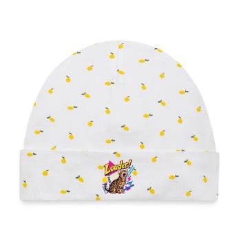 Schrille 90s Memphis Bengal Katze - Baby Premium Organic Mütze - Weiß/Zitronengelb - Vorne