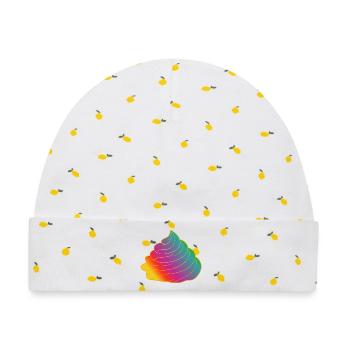 Bunte Regenbogen-Creme – Farbenfrohes Motiv - Baby Premium Organic Mütze - Weiß/Zitronengelb - Vorne