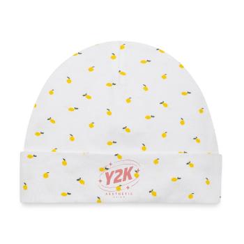Y2K Ästhetik Pastellstern Logo - Baby Premium Organic Mütze - Weiß/Zitronengelb - Vorne