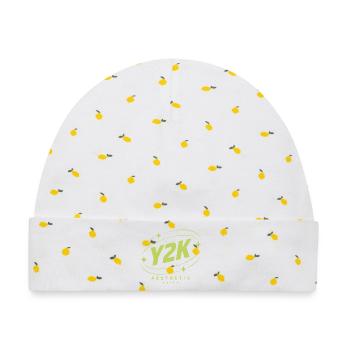 Y2K Ästhetik Neon Logo - Baby Premium Organic Mütze - Weiß/Zitronengelb - Vorne