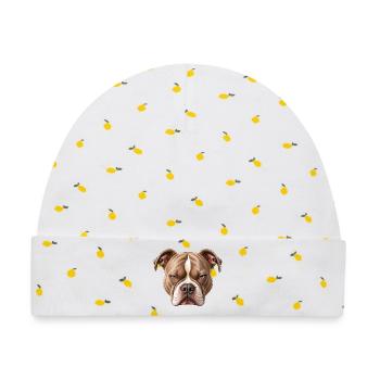 Statement bulldog Kopf  - Baby Premium Organic Mütze - Weiß/Zitronengelb - Vorne
