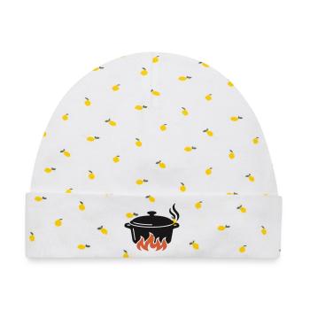 Kochtopf Lagerfeuer Logo - Baby Premium Organic Mütze - Weiß/Zitronengelb - Vorne