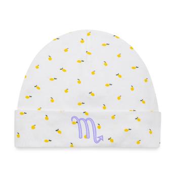 Skorpion-Sternzeichen-Symbol Pastel Purple - Baby Premium Organic Mütze - Weiß/Zitronengelb - Vorne