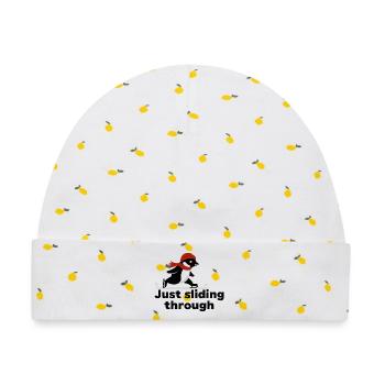 Pinguin Sprint - Baby Premium Organic Mütze - Weiß/Zitronengelb - Vorne