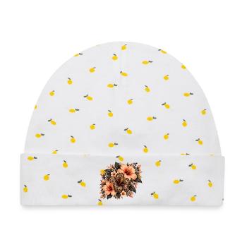 Leopardblüten Tropenbouquet - Baby Premium Organic Mütze - Weiß/Zitronengelb - Vorne