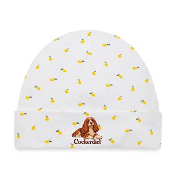 Cocker Spaniel Kuschelportrait - Baby Premium Organic Mütze - Weiß/Zitronengelb - Vorne