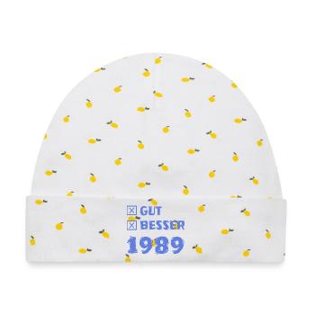 1989 - Baby Premium Organic Mütze - Weiß/Zitronengelb - Vorne