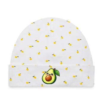 Kawaii Avocado Lächeln - Baby Premium Organic Mütze - Weiß/Zitronengelb - Vorne
