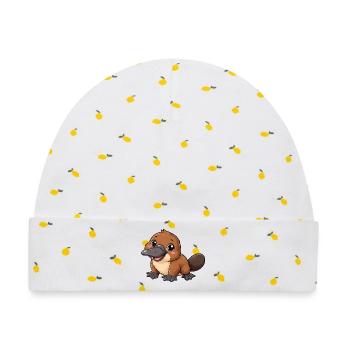 Schnabeltier Kawaii Style – Süßes Australienmotiv - Baby Premium Organic Mütze - Weiß/Zitronengelb - Vorne