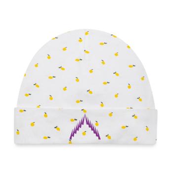 Purple Peak Geomuster - Baby Premium Organic Mütze - Weiß/Zitronengelb - Vorne