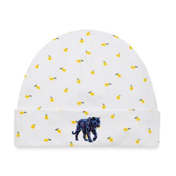Poly Stil Panther - Baby Premium Organic Mütze - Weiß/Zitronengelb - Vorne