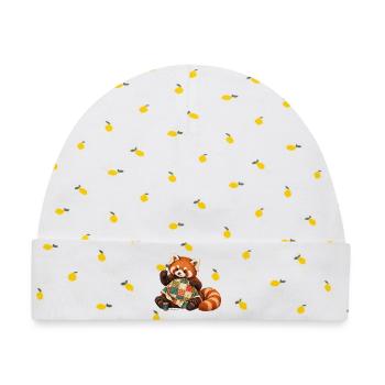 Roter Panda quiltet von Hand - Baby Premium Organic Mütze - Weiß/Zitronengelb - Vorne