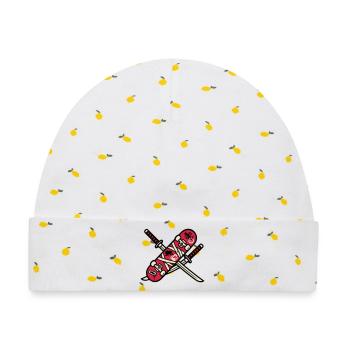 Skateboard Katana Wappen Logo - Baby Premium Organic Mütze - Weiß/Zitronengelb - Vorne
