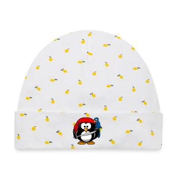 Pirat Pinguin Seeräuber - Baby Premium Organic Mütze - Weiß/Zitronengelb - Vorne