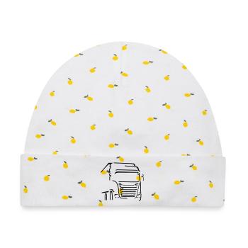 LKW Laster Berufskraftfahrer Trucker Truck - Baby Premium Organic Mütze - Weiß/Zitronengelb - Vorne