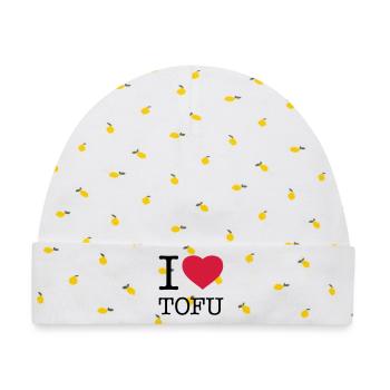I LOVE TOFU Soja - Baby Premium Organic Mütze - Weiß/Zitronengelb - Vorne