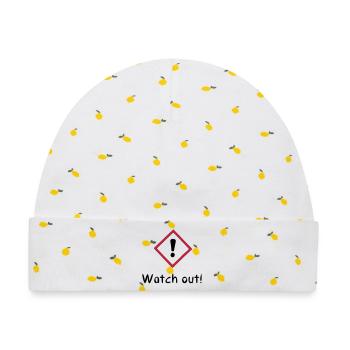 Watch out! - Baby Premium Organic Mütze - Weiß/Zitronengelb - Vorne