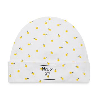 Never give up - Baby Premium Organic Mütze - Weiß/Zitronengelb - Vorne