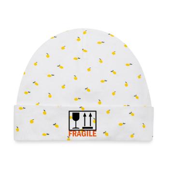 FRAGILE - Baby Premium Organic Mütze - Weiß/Zitronengelb - Vorne