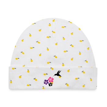 Kolibri mit Hibiskusblüten, hummingbird - Baby Premium Organic Mütze - Weiß/Zitronengelb - Vorne