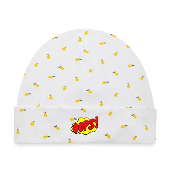 Cartoon Oops Comic Design - Baby Premium Organic Mütze - Weiß/Zitronengelb - Vorne