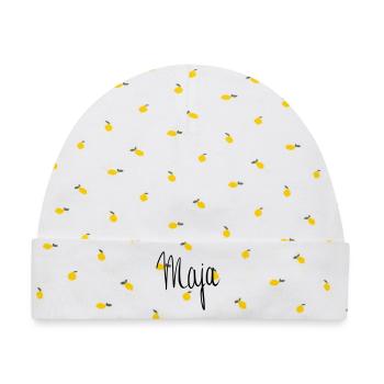 Maja - Baby Premium Organic Mütze - Weiß/Zitronengelb - Vorne