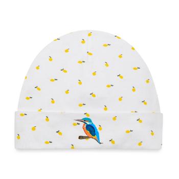 facettenreicher Eisvogel mit leuchtendem Gefieder - Baby Premium Organic Mütze - Weiß/Zitronengelb - Vorne