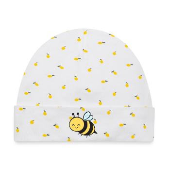 Biene Bienen - Baby Premium Organic Mütze - Weiß/Zitronengelb - Vorne