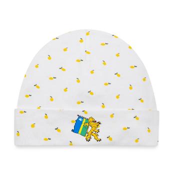 Löwe mit Flagge Flevoland die Flagge - Baby Premium Organic Mütze - Weiß/Zitronengelb - Vorne