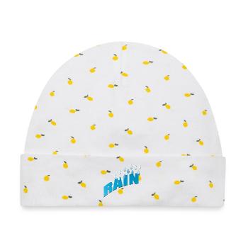 Rain Regen Regentropfen Blauverlauf - Baby Premium Organic Mütze - Weiß/Zitronengelb - Vorne