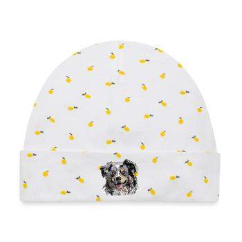Australian Shepherd - Baby Premium Organic Mütze - Weiß/Zitronengelb - Vorne