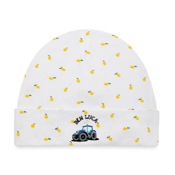 Traktor Ben Luca - Baby Premium Organic Mütze - Weiß/Zitronengelb - Vorne