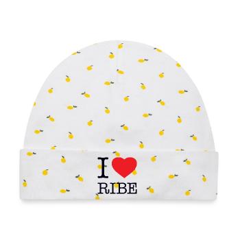 I LOVE RIBE - Baby Premium Organic Mütze - Weiß/Zitronengelb - Vorne