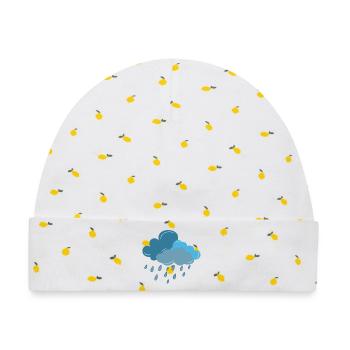 Wolke, Regen, Gewitter - Baby Premium Organic Mütze - Weiß/Zitronengelb - Vorne