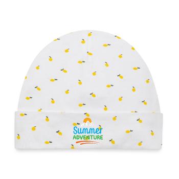 Sommer-Abenteuer - Baby Premium Organic Mütze - Weiß/Zitronengelb - Vorne