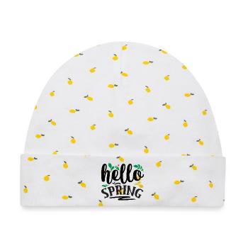 Hallo Frühling - Baby Premium Organic Mütze - Weiß/Zitronengelb - Vorne