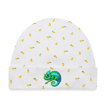 Chamäleon - Baby Premium Organic Mütze - Weiß/Zitronengelb - Vorne