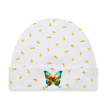 Schmetterlingsblumen Sonnenblumen Sonnenblumen - Baby Premium Organic Mütze - Weiß/Zitronengelb - Vorne