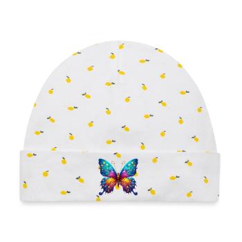 Van Gogh Schmetterling - Baby Premium Organic Mütze - Weiß/Zitronengelb - Vorne
