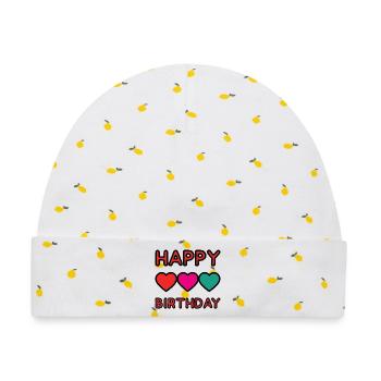ALLES GUTE ZUM GEBURTSTAG. ALLES GUTE ZUM GEBURTSTAG. JAHRESTAG. - Baby Premium Organic Mütze - Weiß/Zitronengelb - Vorne