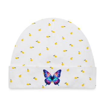 Schmetterling Herz Herzen Herzen Herz - Baby Premium Organic Mütze - Weiß/Zitronengelb - Vorne