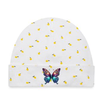 Schmetterling Diamant Diamanten Kristalle Kristall - Baby Premium Organic Mütze - Weiß/Zitronengelb - Vorne