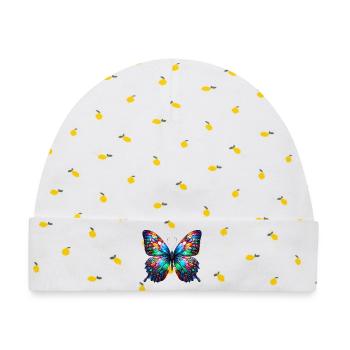 Schmetterling - Baby Premium Organic Mütze - Weiß/Zitronengelb - Vorne