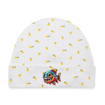Piranha - Baby Premium Organic Mütze - Weiß/Zitronengelb - Vorne